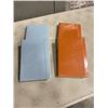 Image 1 : 4 NEW A5 SIZE LEATHER NOTEBOOKS, 'MOLESKIN STYLE', 2 LIGHT BLUE, 2 ORANGE