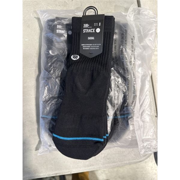 3 NEW 3 PACKS OF STANCE ICON QUARTER BLACK SOCKS SIZE SMALL