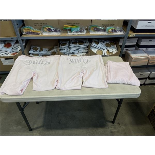 3 NEW PAIRS LADIES "JUICY" TRACK PANTS - SIZE LARGE AND X-LARGE
