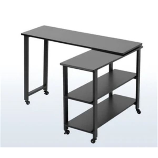 VIVO BLACK SWIVEL OUT SOFA TABLE WITYH WHEELS