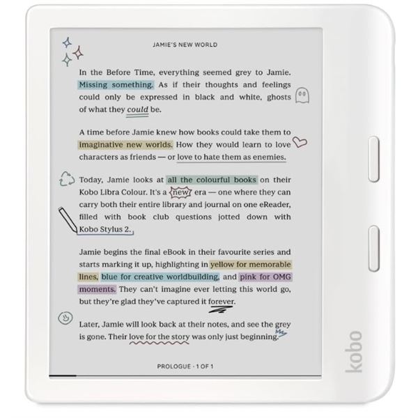 KOBO LIBRA 2 DIGITAL E-READER 7" W/ TOUCHSCREEN - TESTED WORKING, RETAIL $259