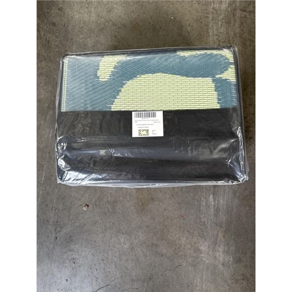 NEW 8X10FT BLUE AND GREEN REVERSIBLE WATERPROOF OUTDOOR / CAMPING / PICNIC CARPET IN ZIPPERED BAG WI