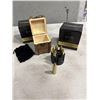 Image 2 : 2 NEW WHISKEY BULLET STONE GIFT SETS IN WOODEN BOX WITH VELEVET BAG, 6 BULLET STONES PER SET