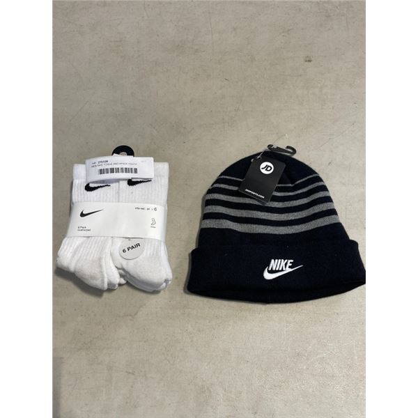 NEW NIKE TOQUE AND 6PACK YOUTH 10C-3Y SOCKS