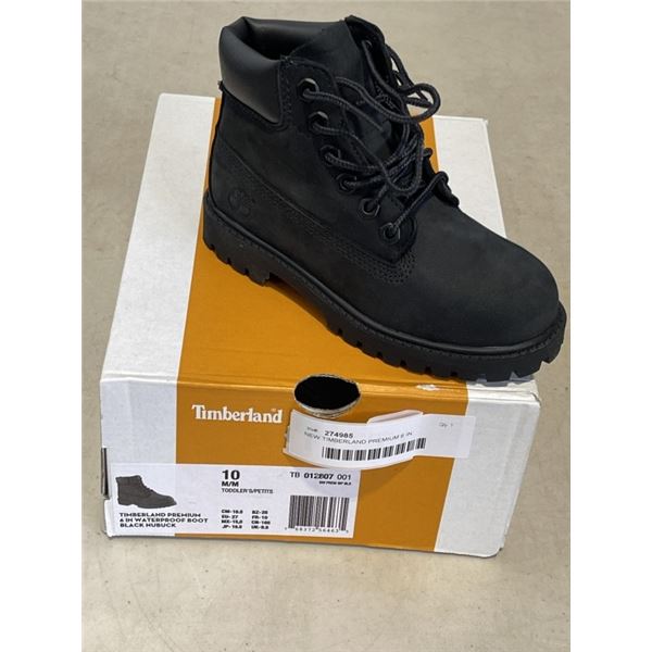 NEW TIMBERLAND PREMIUM 6 IN WATERPROOF BOOT BLACK NUBUCK SIZE TODDLER 10