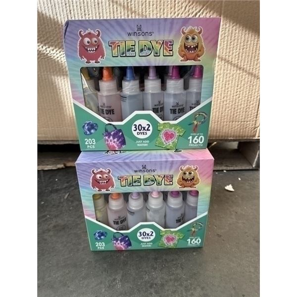 2 NEW WINSONS TIE DIE KITS, 203PC EACH, 30 DIES EACH, RETAIL VALUE $75