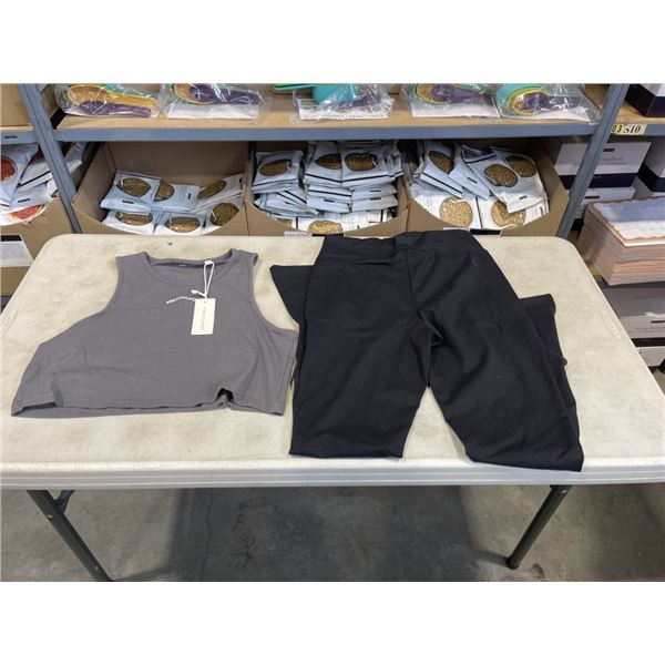 NEW PAIR LADIES "SUPPLY AND DEMAND" YOGA PANTS SIZE LARGE AND "PINK SODA" ACTIVE CROP TOP SIZE XL