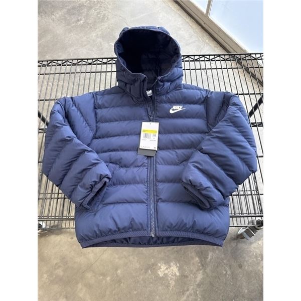 NEW NIKE KIDS SMALL BLUE HOODED PUFF JACKET, RETAIL $110