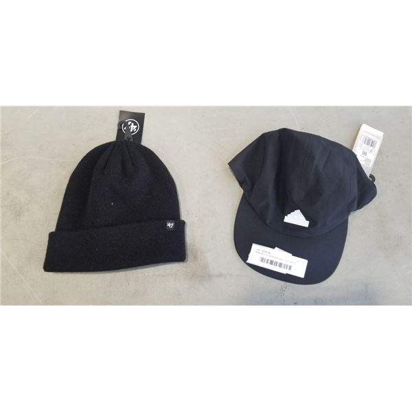 NEW ADIDAS RAIN DRY BALL CAP AND 47 BLACK KNIT TOQUE