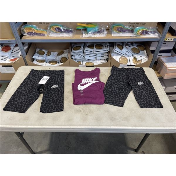 2 NEW PAIRS LADIES NIKE BIKER SHORTS AND LONG SLEEVE SHIRT - SIZE X-SMALL