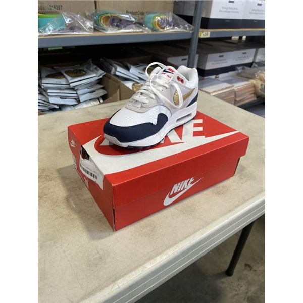 NEW NIKE AIR MAX 1 OBSIDIAN / METALLIC GOLD WHITE SIZE US MENS 4, WOMENS 5.5