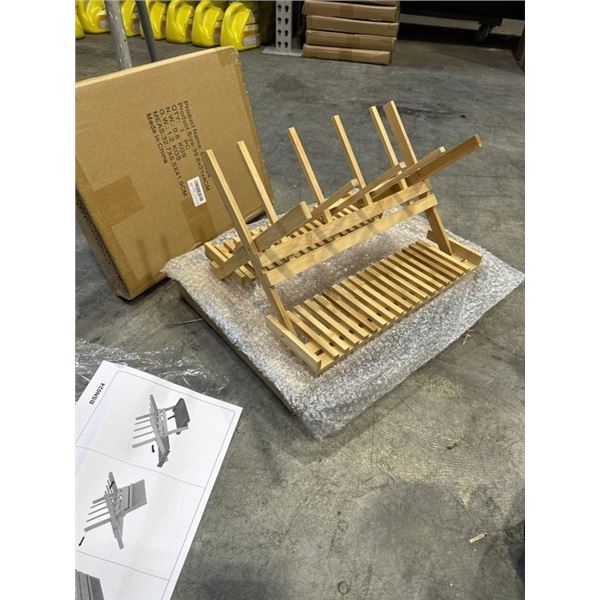 2 NEW BAMBOO DISH / BOTTLE DRYING RACKS, FOLDING