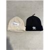 Image 1 : 2 NEW ADIDAS TOQUES, BLACK AND OFF WHITE