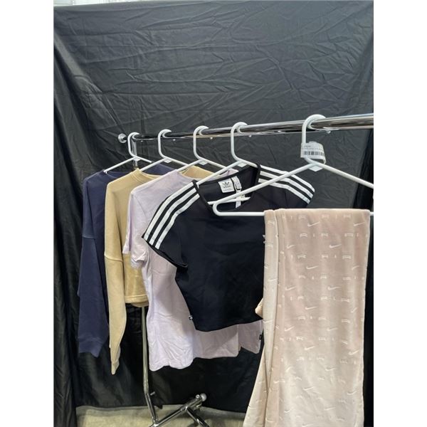 5 PCS NEW LADIES SIZE SMALL CLOTHING - ADIDAS HOODY, BIKE PANTS, VANS AND ADIDAS SHIRTS, AND PINK SO