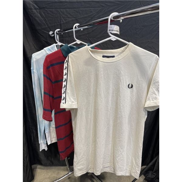 3 PCS NEW MENS SIZE MEDIUM CLOTHING- CHAMPION HOODY, PERRA  AND FRED PERRY SHIRTS