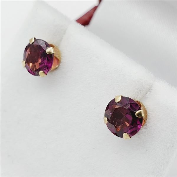 14KT YELLOW GOLD NATURAL GARNET EARRINGS, RETAIL $350.00.