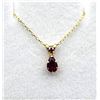 Image 1 : 10KT YELLOW GOLD NATURAL ENHANCED RUBY (0.93CT) PENDANT WITH GOLD PLATED STERLING SILVER CHAIN, RETA