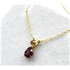 Image 2 : 10KT YELLOW GOLD NATURAL ENHANCED RUBY (0.93CT) PENDANT WITH GOLD PLATED STERLING SILVER CHAIN, RETA