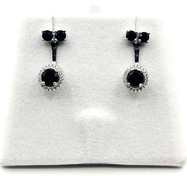 STERLING SILVER NATURAL BLUE SAPPHIRE EARRINGS, RETAIL $700.00. SAPPHIRE IS THE BIRTHSTONE FOR SEPTE
