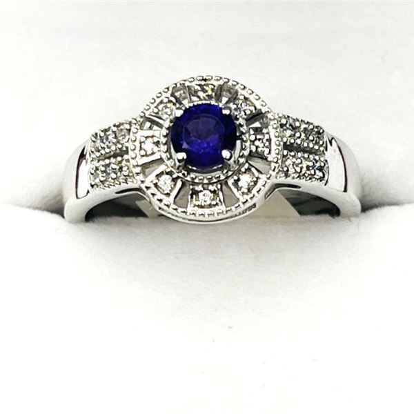 STERLING SILVER NATURAL AMETHYST (0.25CT) WITH CZ (0.20CT) RING, SIZE 6.5, W/A $200.00. AMETHYST IS 