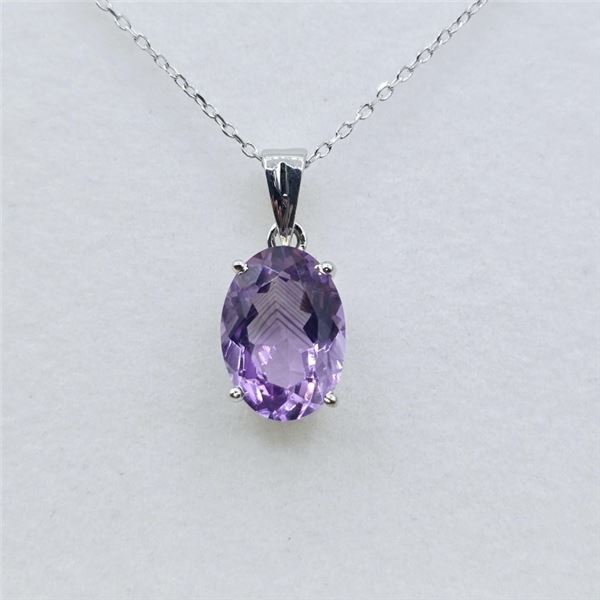 STERLING SILVER NATURAL AMETHYST (6.50CT) PENDANT WITH STERLING SILVER, W/A $670.00. AMETHYST IS THE