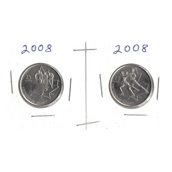 2008 Canadian 25-cent Olympic coins Bob Sled and Figure Skating