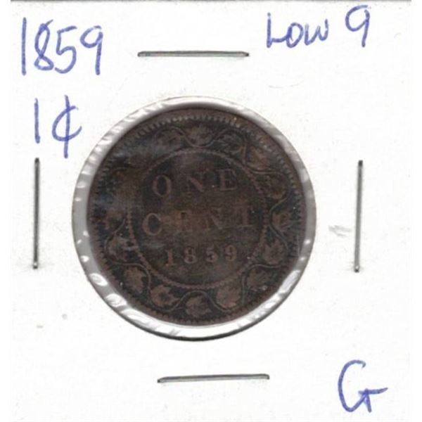 1859 Canadian Large Cent Low 9
