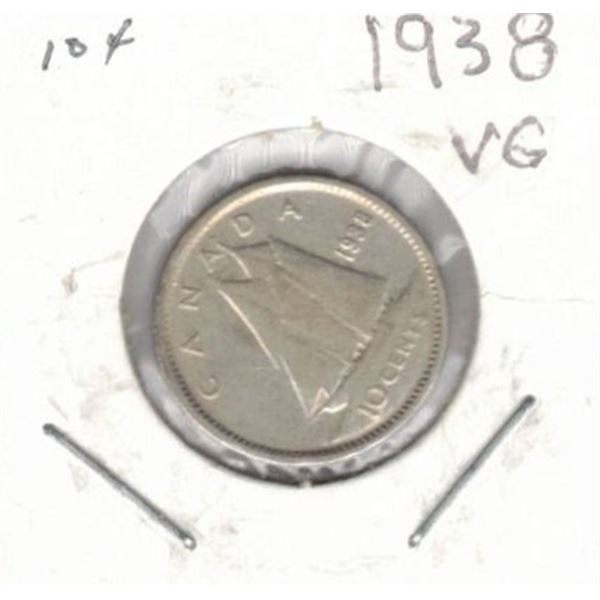 1938 Canadian Dime, VG