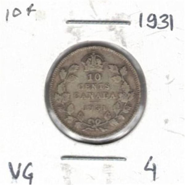 1931 Canadian Dime, VG
