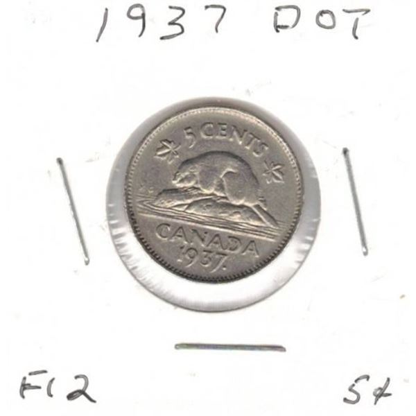 1937 Dot Canadian Nickel , F12