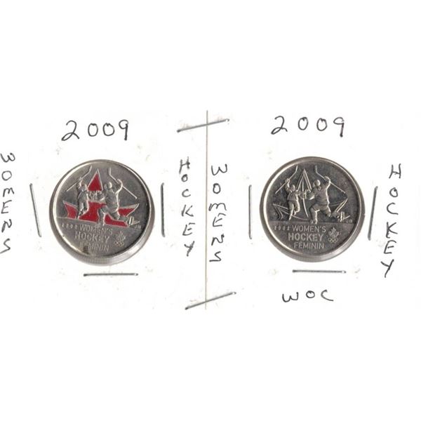 2009 Canadian Quarters, Womens Hockey With colour and without colour uncirculated