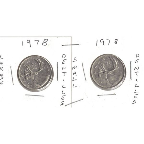1978 Canadian Quarters, Large Denticles & Small Denticles