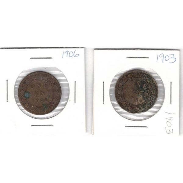  1903 and 1906 Canada Large One Cents