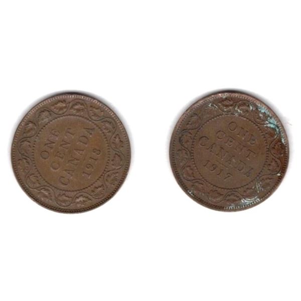  1917 and 1918  Canada Large One Cents