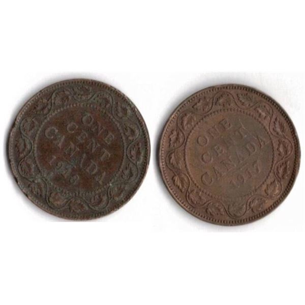  1917 and 1918  Canada Large One Cents