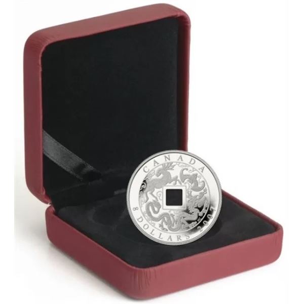 2007 Canadian $8 The Shape of Trade in Ancient China Square-holed Silver Coin , Mintage: 20,000