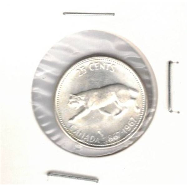 1967 Canada Twenty Five Cent Coin