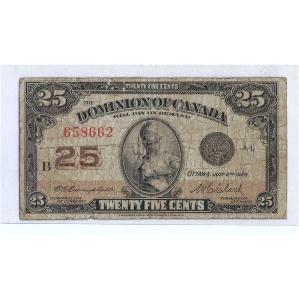 1923 Shin Plaster Twenty Five Cent Bill