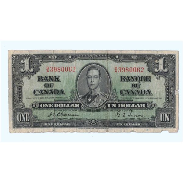 1937 One Dollar Bill Osborne-Towers D/A3980062