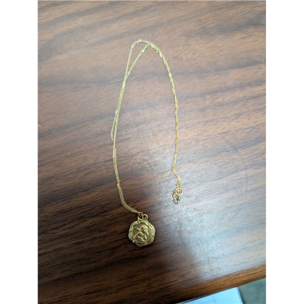 10K Marked Necklace w/ Angel Design Pendant