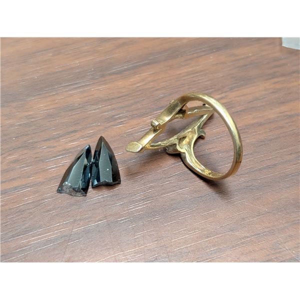 10K Marked Ring w/ "Black Diamond" Top (Broken, and not Confirmed)