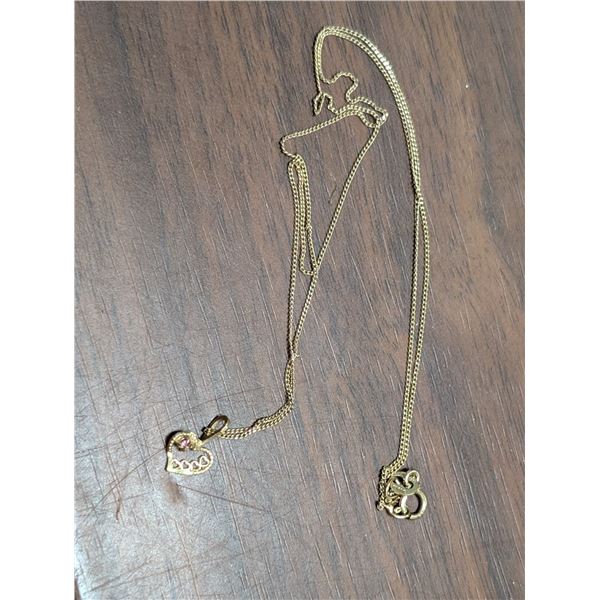 10K Marked Necklace W/ Heart pendant (Not Confirmed)