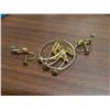 Image 4 : Gold Coloured and "Black Diamond" Designed matching earrings AND brooch