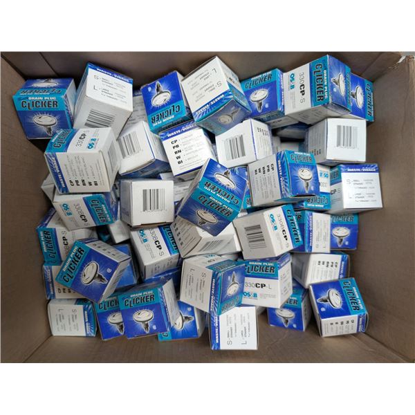 Box of Drain Plug Clickers in Original Boxes