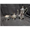 Image 1 : Lot of E.P. Brass Silver Plated Cream + Sugar and Tea Pot