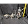 Image 2 : Lot of E.P. Brass Silver Plated Cream + Sugar and Tea Pot