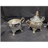 Image 3 : Lot of E.P. Brass Silver Plated Cream + Sugar and Tea Pot
