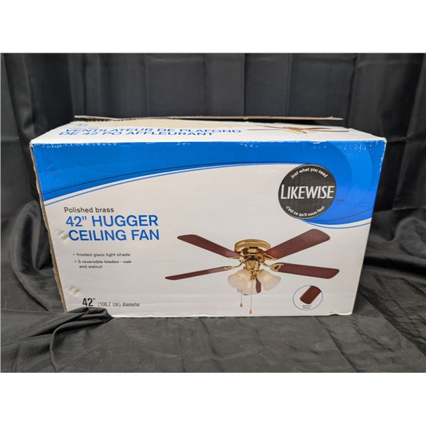 Possible New in Box Polished Brass 42" Hugger Ceiling Fan