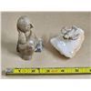 Image 1 : Girl on Stone Carving, Wade Figurine, White Quartz Crystal
