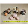 Image 1 : (3) Woodland Animal Figurines, (3) Wax Pumpkin Candles